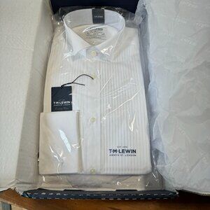 Men's T.M. Lewin slim-fit pleated tuxedo shirt 15x33, NIP with tags/original box